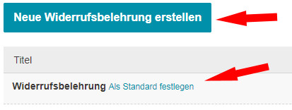 Dawanda neue Widerrufsbelehrung erstellen und als Standard festlegen