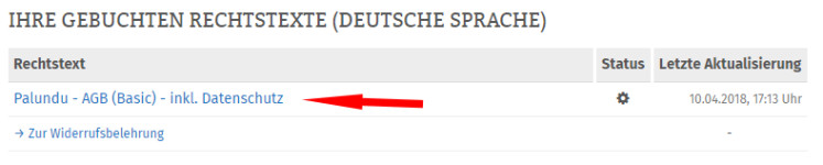 Die verfügbaren Rechtstexte für Palundu