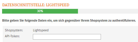 Eingabe API-Token für Lightspeed