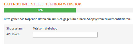 Eingabe API-Token für Telekom Webshop