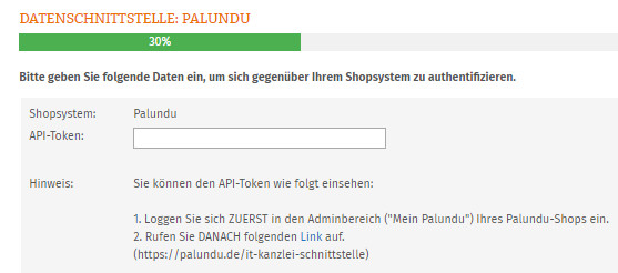 Eingabe Palundu API-Token