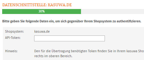 Eingabe Shopschlüssel für kasuwa