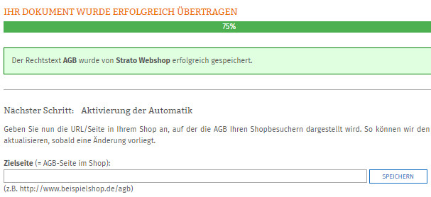 Eingabe Zielseite der AGB im Strato-Shop