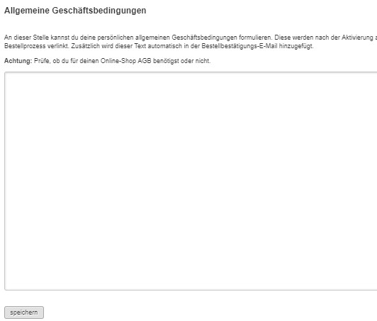 Eingabe der AGB bei Jimdo