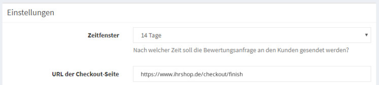 Eingabe der URL der checkout Seite