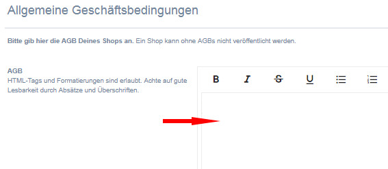 Eingabebereich für die AGB bei kasuwa