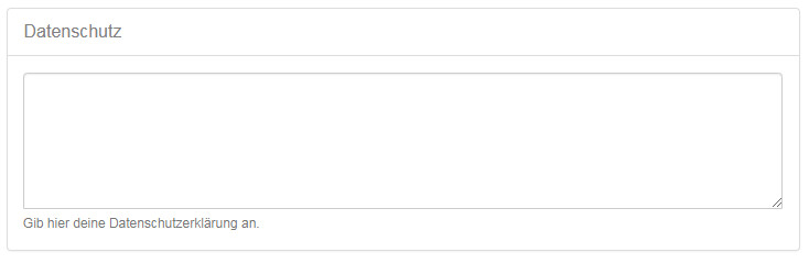 Eingabebereich für die Datenschutzerklärung bei Tahai