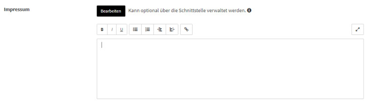Eingabereich für das Impressum bei Azoo