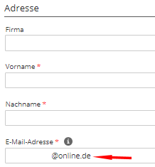Einpflegen der E-Mail Adresse vor der App-Installation