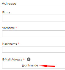 Einpflegen der E-Mail Adresse vor der App-Installation