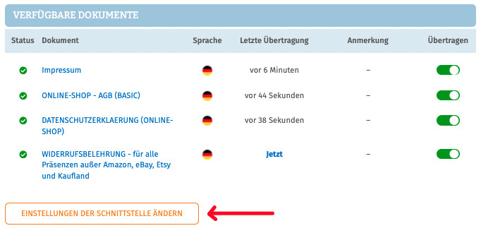 Einstellungen ändern