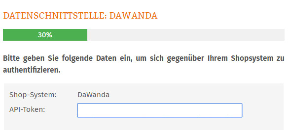 Eintragen des Dawanda API-Token