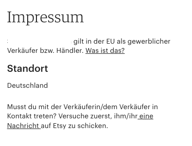 Etsy-Impressum