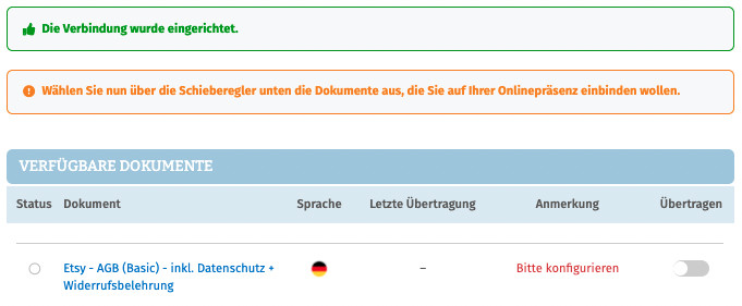 Etsy Schnittstellen &Uuml;bersicht