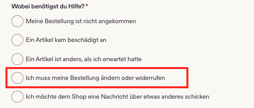 Etsy-Widerrufsfunktion