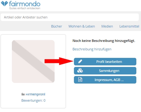 Fairmondo - Auswahl Profil bearbeiten