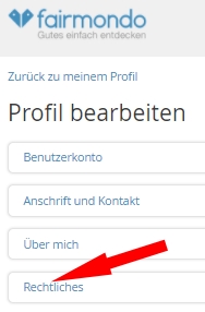 Fairmondo - Profilauswahl Rechtliches