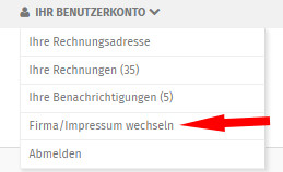 Firma bzw. Impressum wechseln