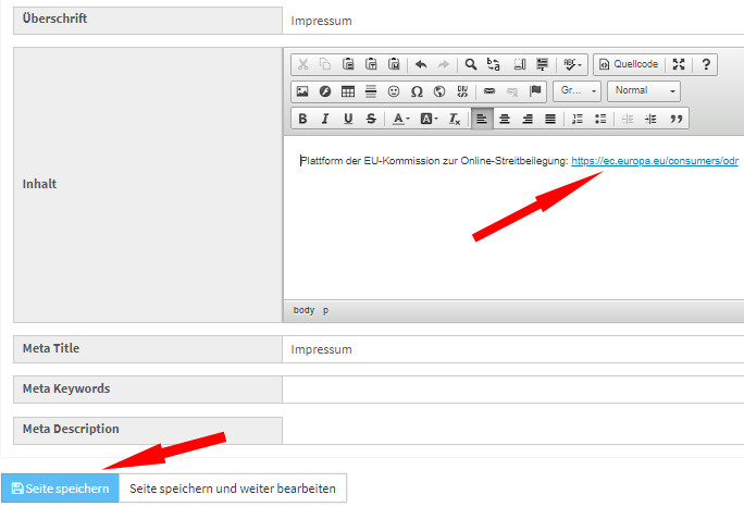 Impressum mit klickbarem OS-Link