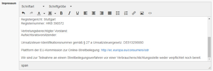 Impressum mit klickbarem OS-Link bei Spandooly