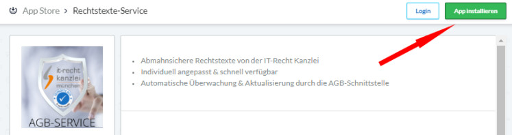 Installation der App der IT-Recht Kanzlei im Lightspeed Shop