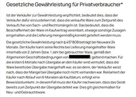 Irreführende Information zur Beweislastumkehr