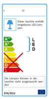 Kennzeichnung Leuchten: Auf welche Effizienzklasse kommt es bei Gestaltung des Effizienzpfeils für verlinkte Etikettendarstellung an?