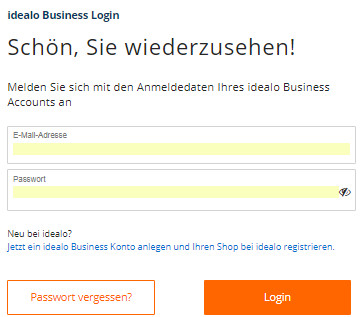 Login in den Ideal Händler-Account