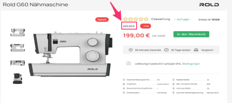 Preisgegen&uuml;berstellung Abmahnung