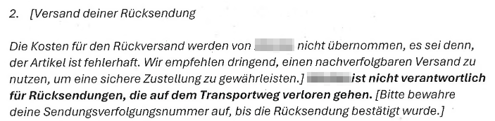 R&uuml;cksendeklausel