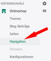 Shopify - Auswahl Onlineshop - Navigation