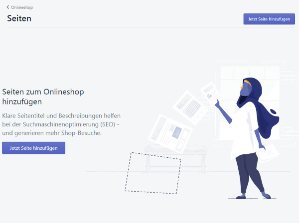 Shopify Seite hinzufügen