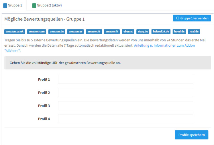 Shopvote Bewertungsgruppe 1