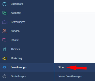 Shopware 6 - Auswahl Erweiterungen - Store