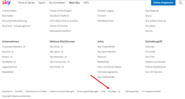 Sky Kündigungsbutton 2