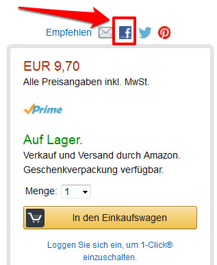 Social Plugin auf Amazon