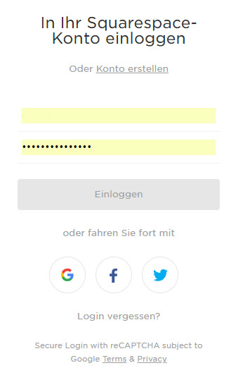 Squarespace Login für Seitenbetreiber