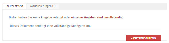 Starten der Rechtstextekonfiguration