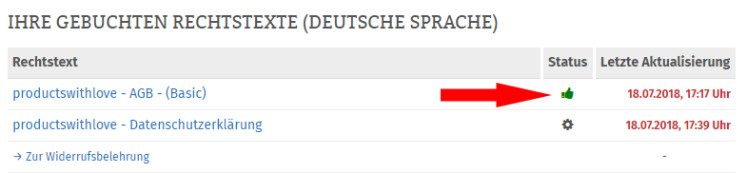 Statusmeldung nach erfolgter Konfiguration