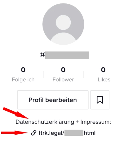 TikTok - Profilansicht nach dem Speichern des Hostinglinks