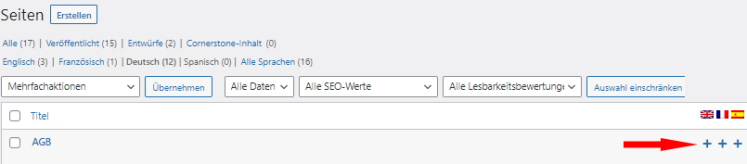 Wordpress - neue &Uuml;bersetzung f&uuml;r AGB anlegen