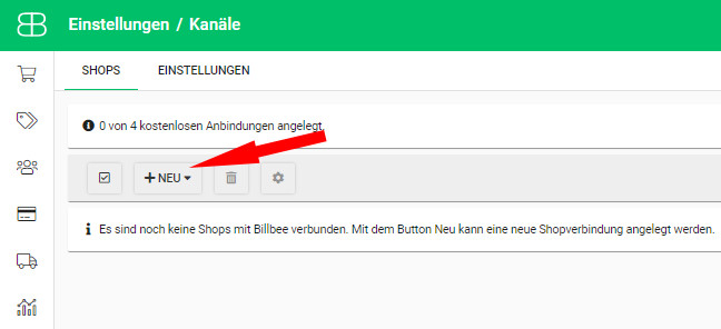 billbee - Shopkanal anlegen