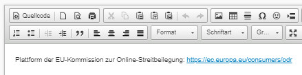direkt klickbarer Link im Impressum eines Gambio-Shops