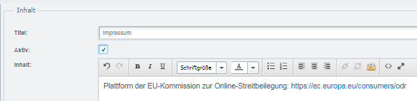 direkt klickbarer OS-Link im Impressum bei Shopware
