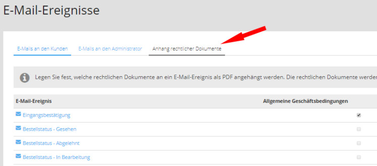 ePages Anhang rechtlicher Dokumente