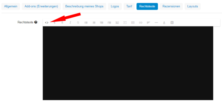html Copy & Paste Variante f&uuml;r die Eingabe der kayamo Rechtstexte