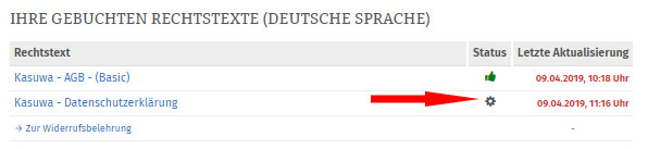 kasuwa-Rechtstext mit Konfigurationsbedarf