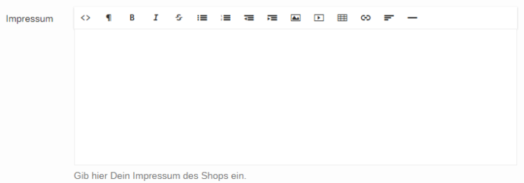 productswithlove Eingabebereich für das Impressum