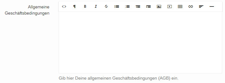 productswithlove Eingabebereich f&uuml;r die AGB