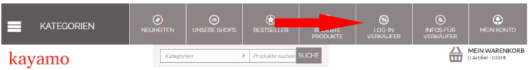 zum Kayamo Login für Verkäufer